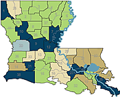 map of Louisiana with district outlines